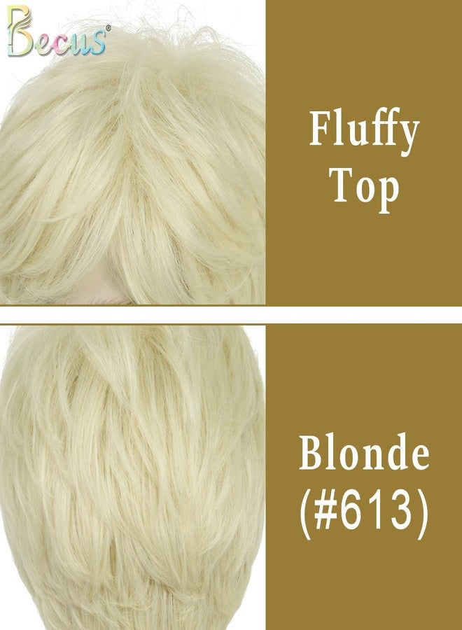 BECUS Wigs Blonde Wig Men Short Platinum Blonde Wig with Bangs Short Wigs Straight Synthetic Cosplay for Halloween Rockstar Anime Party (8 in) - Image 4